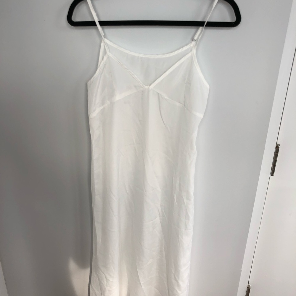 satin white slip dress